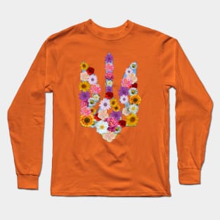 Lot of flowers on ukrainian trident Long Sleeve T-Shirt